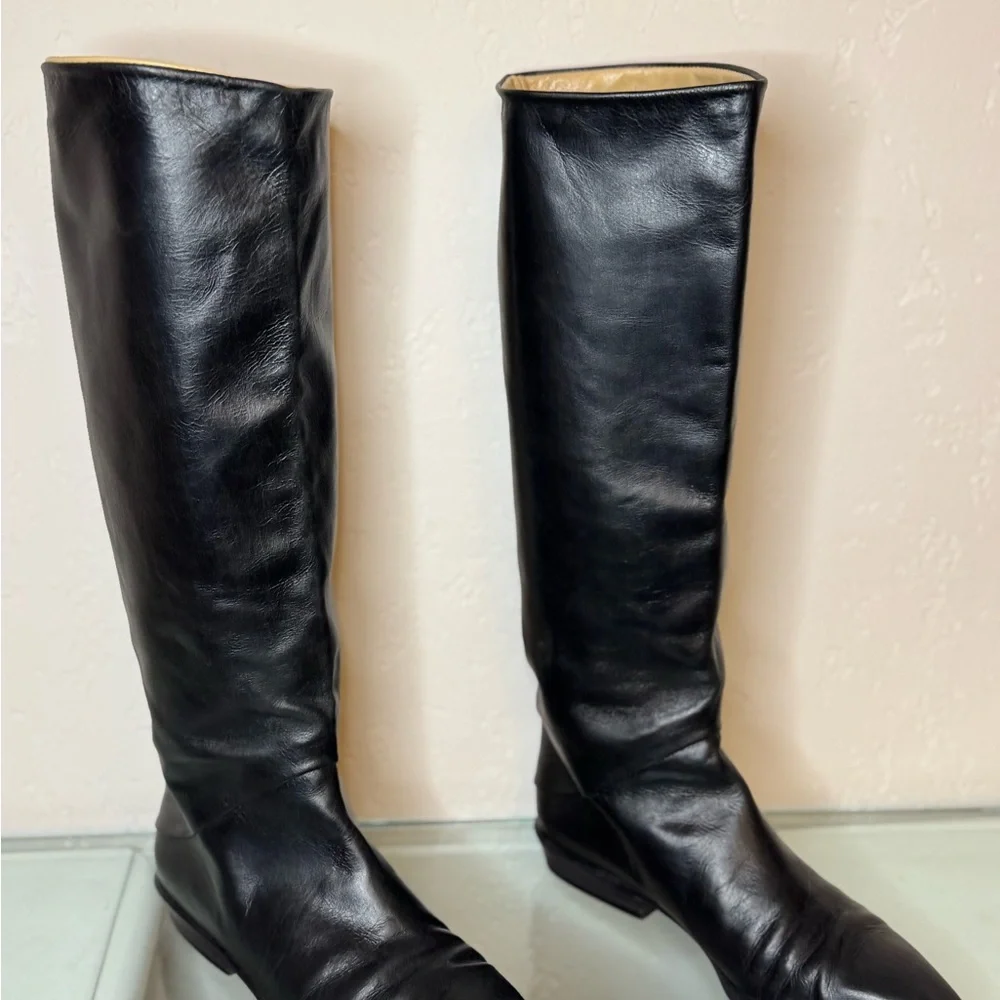 Joan & David Black Leather Over-the-Knee Boots